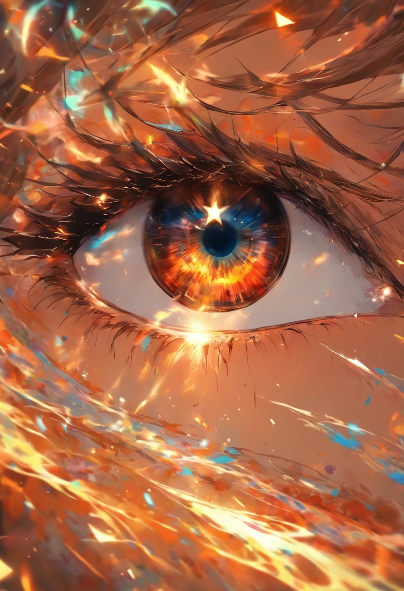 um olho castanho claro, com palpebra avermelhada por ter ficado sem piscar por muito tempo, renderizador OC