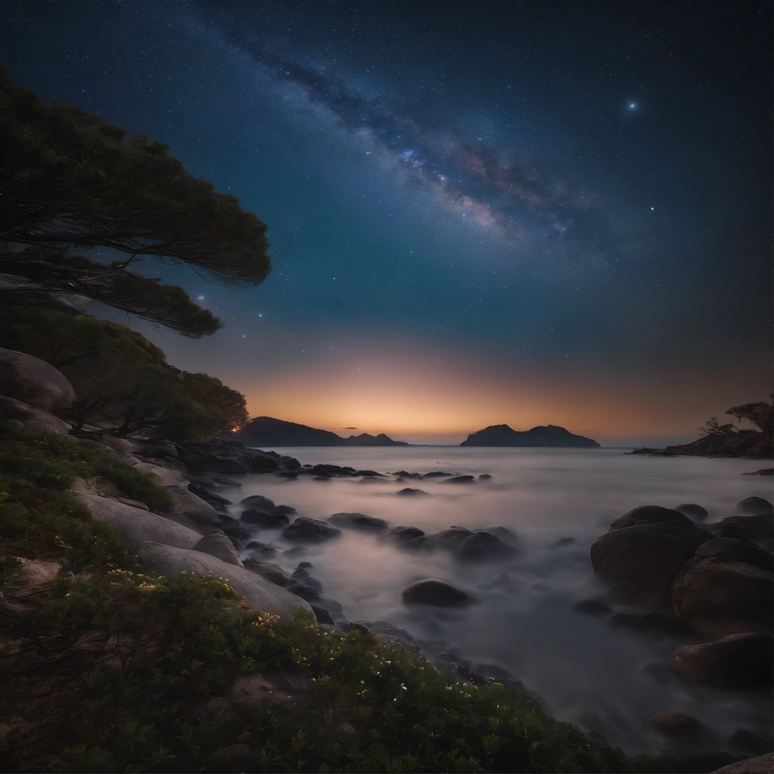 Master Parts、Superior Quality、superior image quality、The 8k quality、、Beautiful pictures of the starry sky、magnifica、Arched Milky Way、Sail ships、Blue sea、Shooting Stars