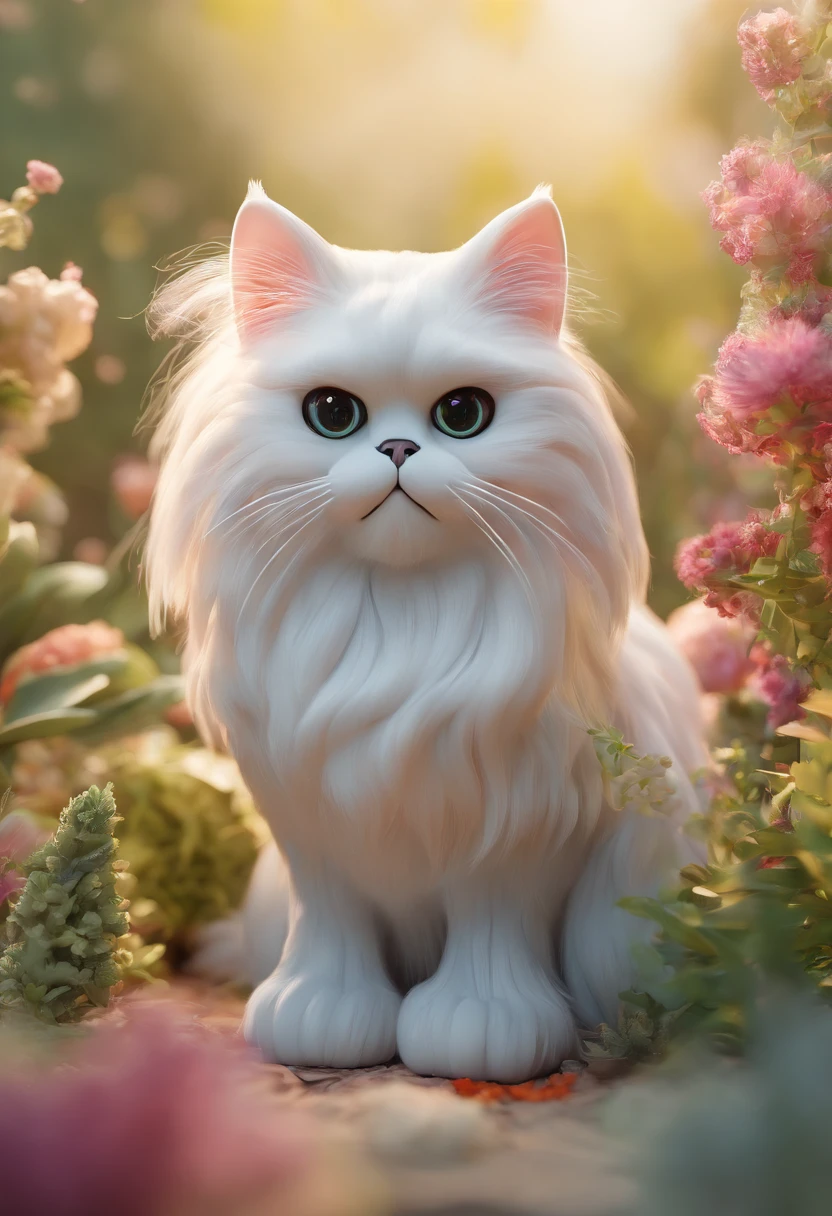 /digital a stunning photo of a couple Persian cat surrounded by plants in a flower meadow, 8k resolution concept art( intricate details:1.2), sunlight, (high quality:1.2), trending on artstation, 8k, absurdres, extremely detailed fur, (close up:1.1)