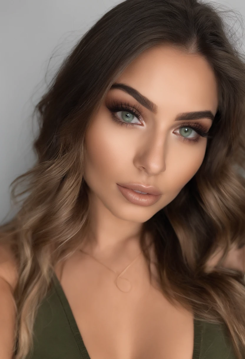 mulher arafed com seios grandes, menina sexy com olhos verdes, Retrato Sophie Mudd, cabelos castanhos e olhos grandes, selfie de uma jovem mulher, Olhos do quarto, Violeta Myers, sem maquiagem, maquiagem natural, Looking directly at the camera, Rosto com ArtGram, maquiagem sutil, Impressionante tiro de corpo inteiro, olhos verdes penetrantes, beautiful angle, menina bonito, imagem de corpo inteiro, corpo inteiro, Tiro de corpo inteiro numa boate , Deusa morena, High detail, pose sexy, boate, partido, fun
