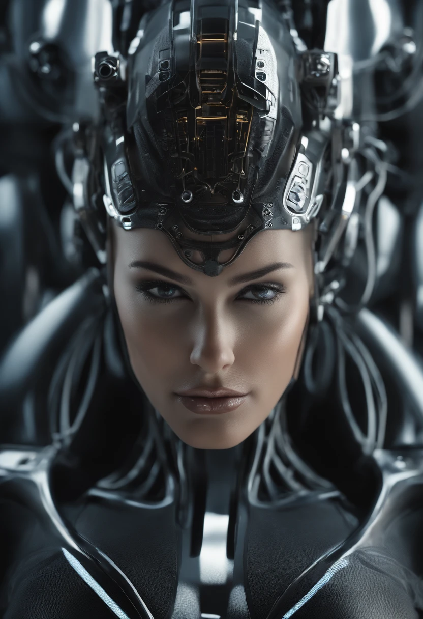 Complejo 3D render ultra detallado de una hermosa porcelana perfil mujer android face, (((cuerpo completo))), Cyborgs, robotic parts, 150mm, Hermoso estudio luz suave, Luz de llanta, Detalles vibrantes, Cyberpunk lujoso, encaje, hiper realista, Anatomical, muscles of the face, electrical wires, microchips, elegante, hermoso fondo, Renderizado de octanaje, h. r. Estilo Giger, en 8K, La mejor calidad, Masutepiece, 插圖, extremadamente delicado y hermoso, extremadamente detallado ,NFFSW ,Unidad ,papel tapiz, (realista, Fotorrealista:1.37),asombroso, Detalle fino, Masutepiece,La mejor calidad,Arte Oficial, Ticker altamente detallado Unidad 8K wallpaper, absurdos, Unbelievable ridicule, robot, cuerpo completo, sentada