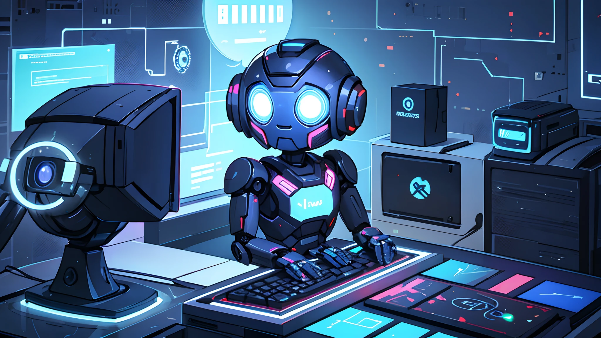 A friendly robot with human-like computer for digital marketing agency