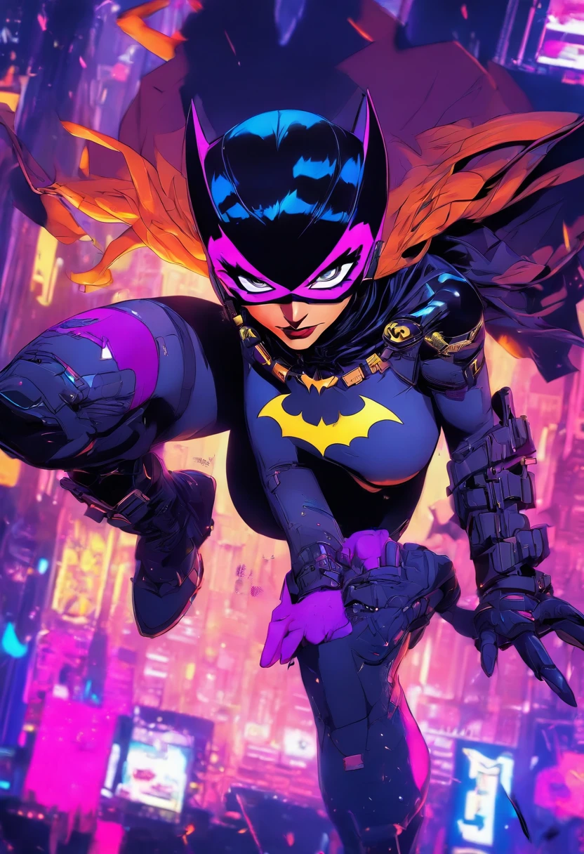 Batgirl with stunning style, Cyberpunk, dark theme