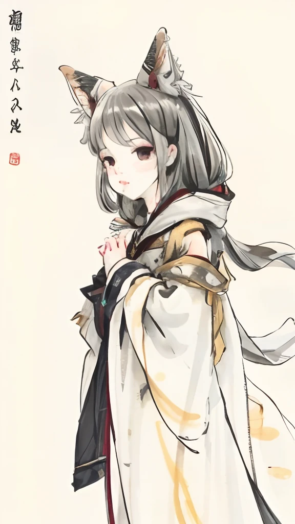 ((4k,masterpiece,best quality)), shuimobysim, traditional chinese ink painting, lotus,  hanfu, maxiskit, dress conservatively
1 boy, solo, white hair, fox ears, white,  fish, many fish near boy, look at viewer, tease,onee-shota,