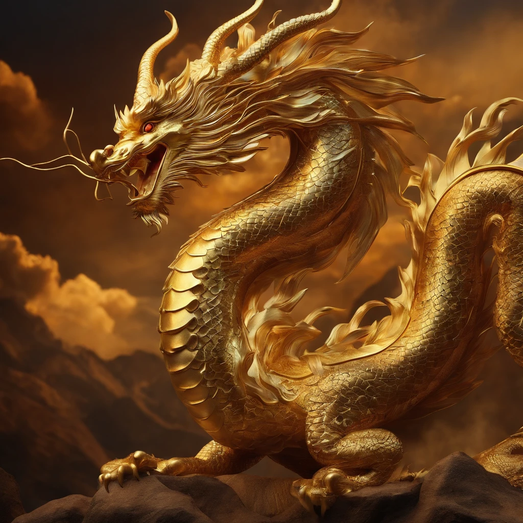 A golden Chinese dragon around