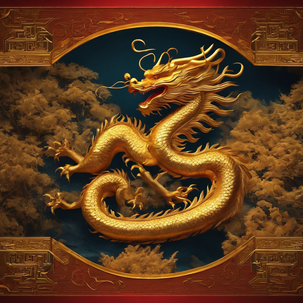 A golden Chinese dragon around