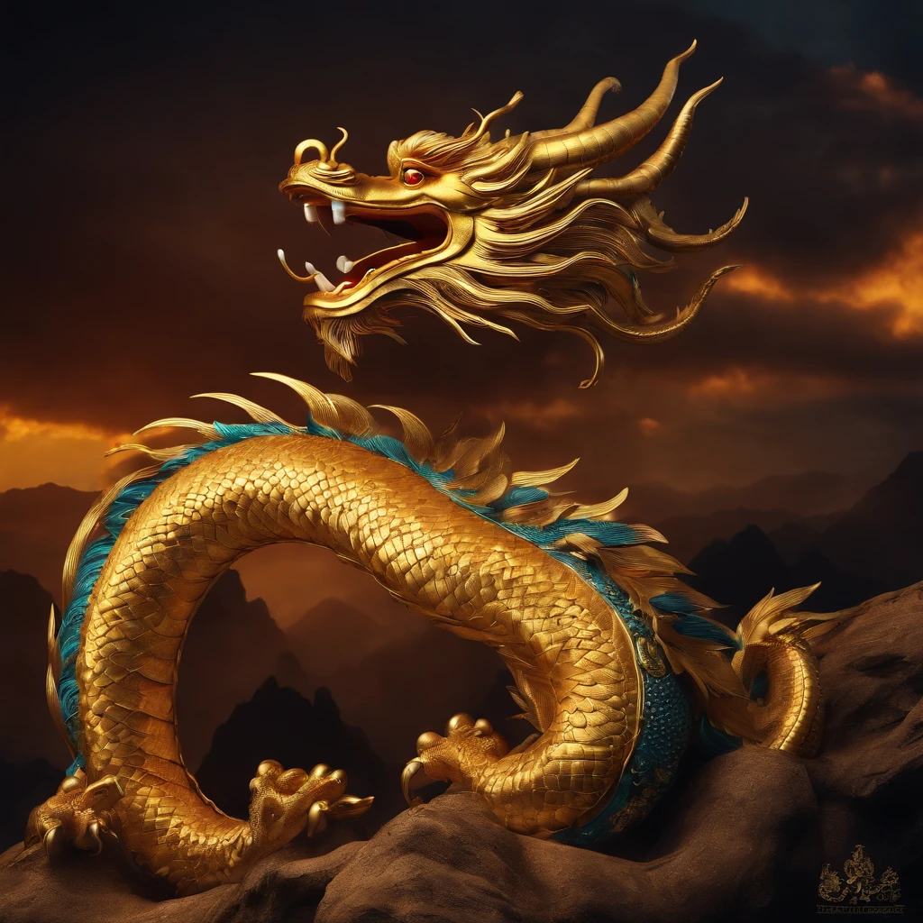 A golden Chinese dragon around