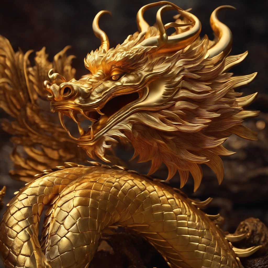 A golden Chinese dragon around