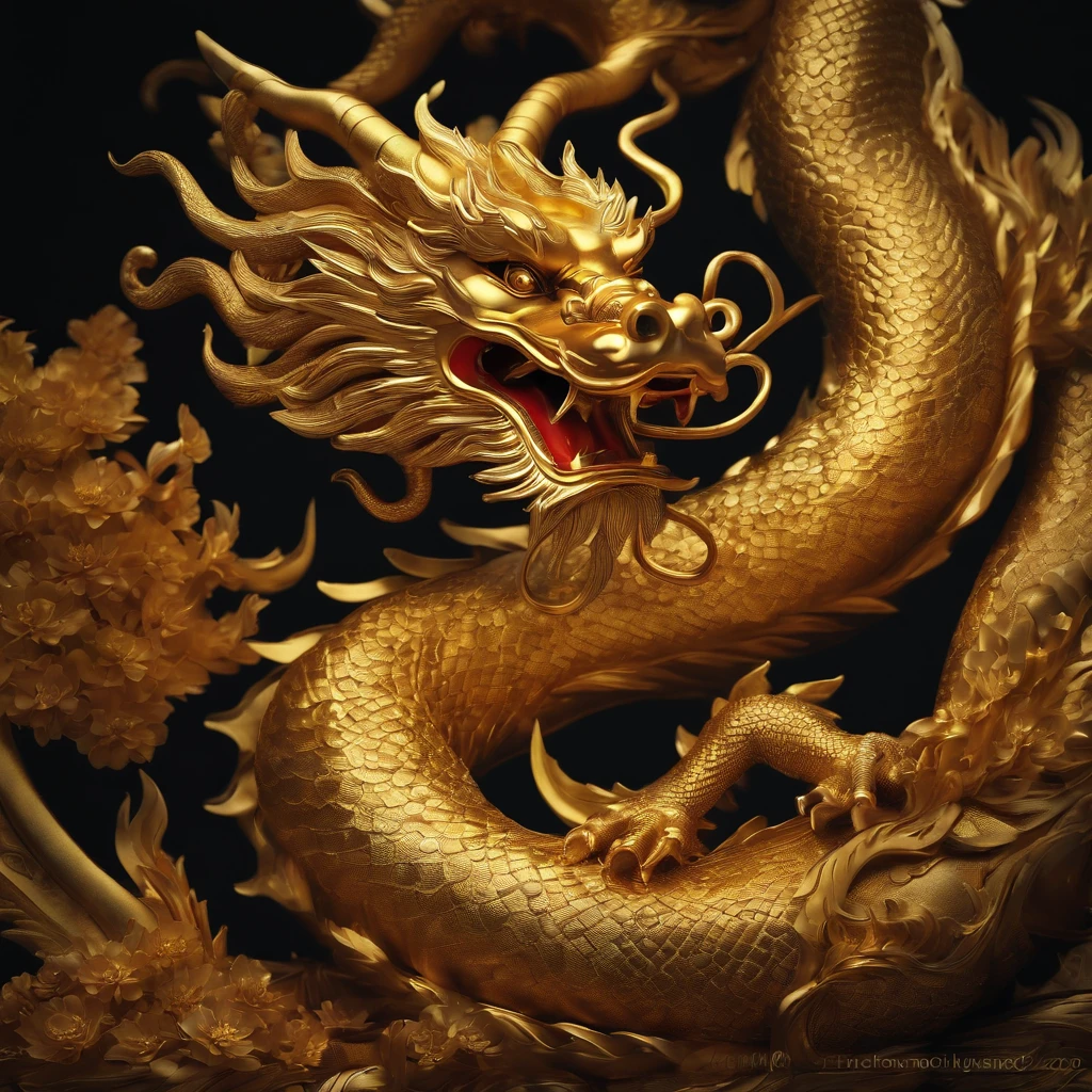 A golden Chinese dragon around