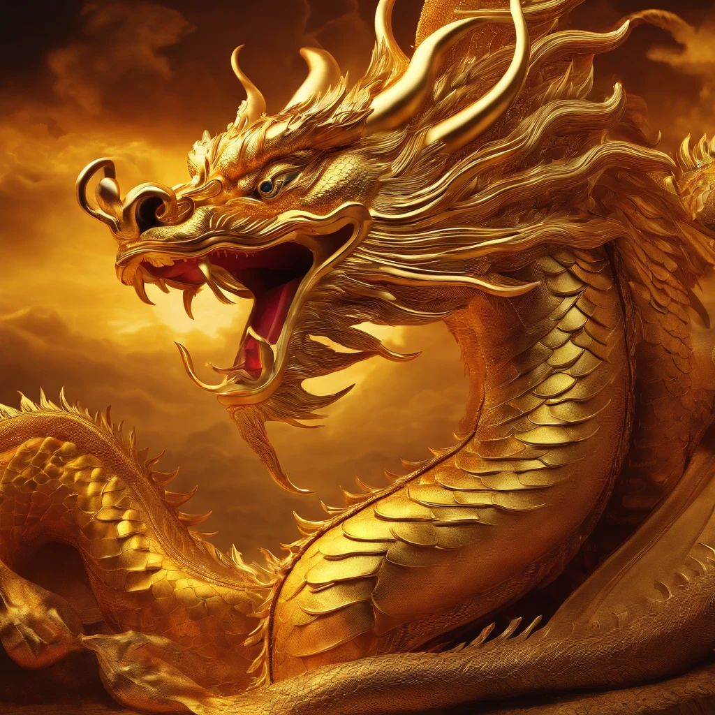 A golden Chinese dragon around