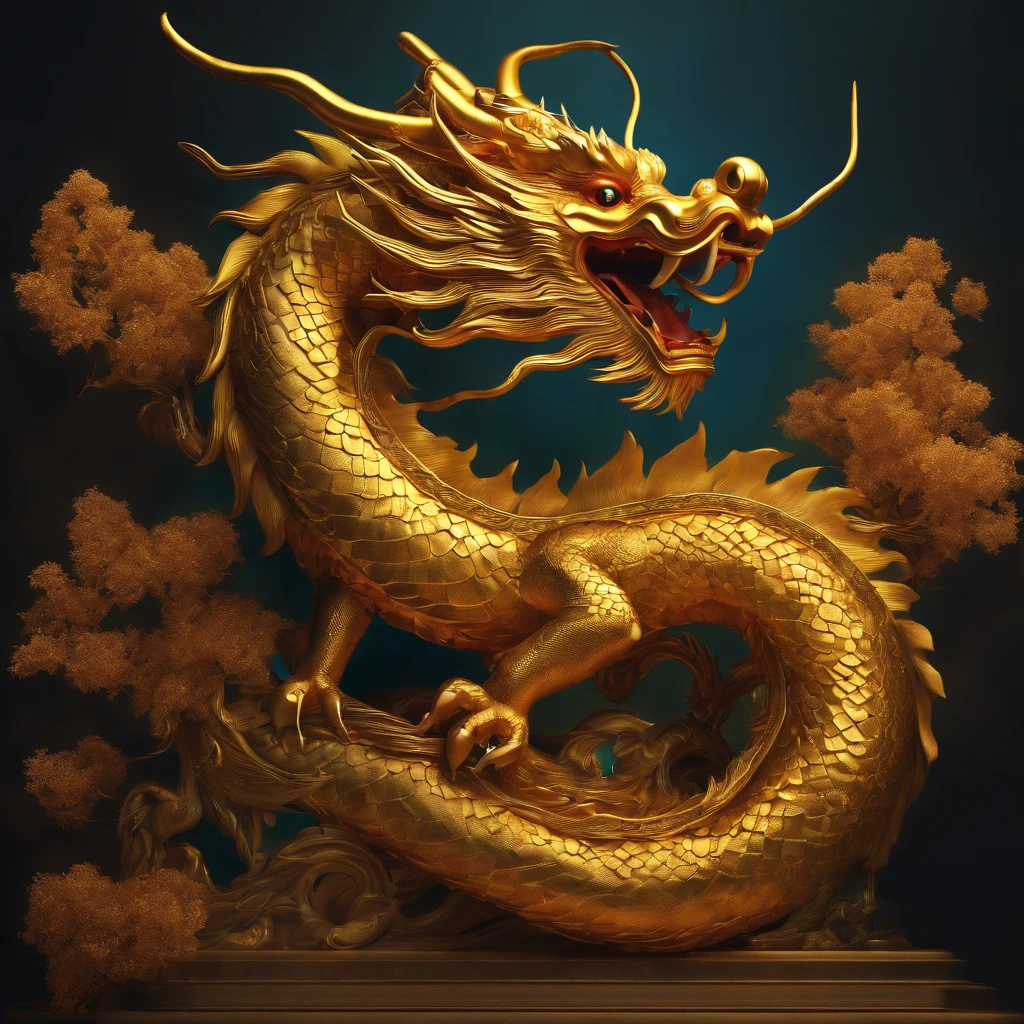 A golden Chinese dragon around