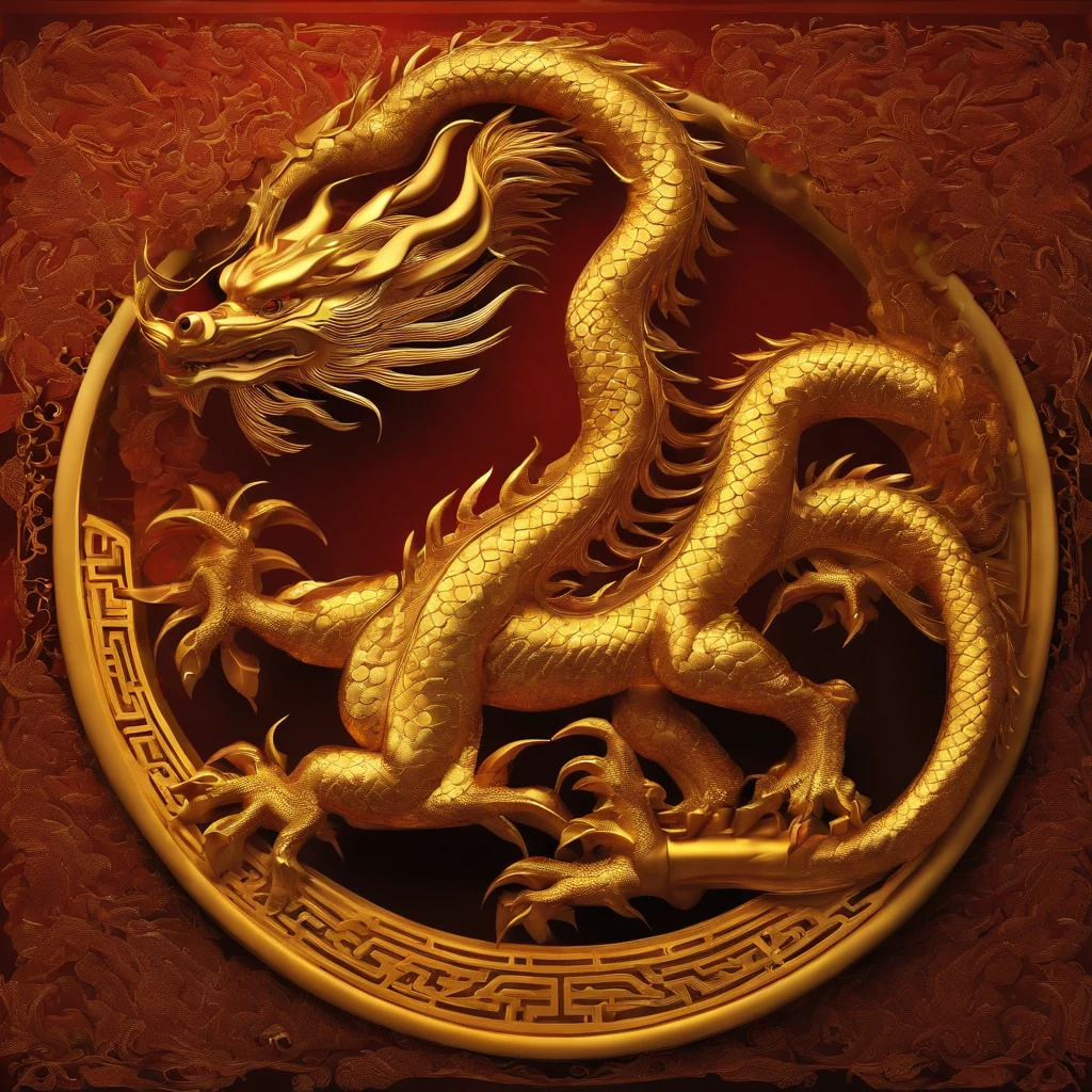 A golden Chinese dragon around