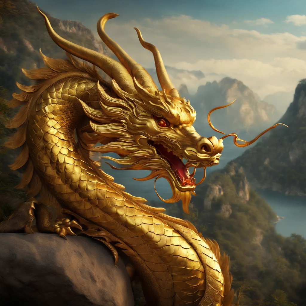 A golden Chinese dragon around