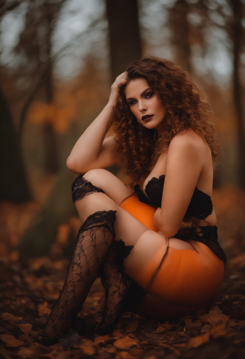 jack-o pose, girl, nude, thigh highs