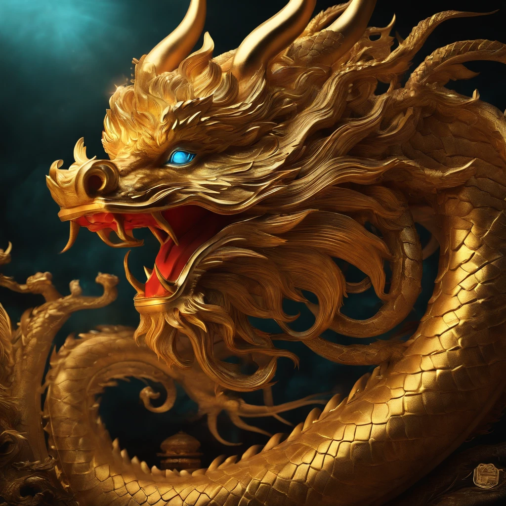 A golden Chinese dragon around