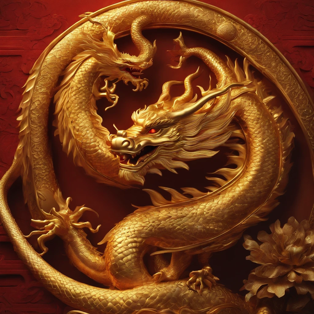 A golden Chinese dragon around