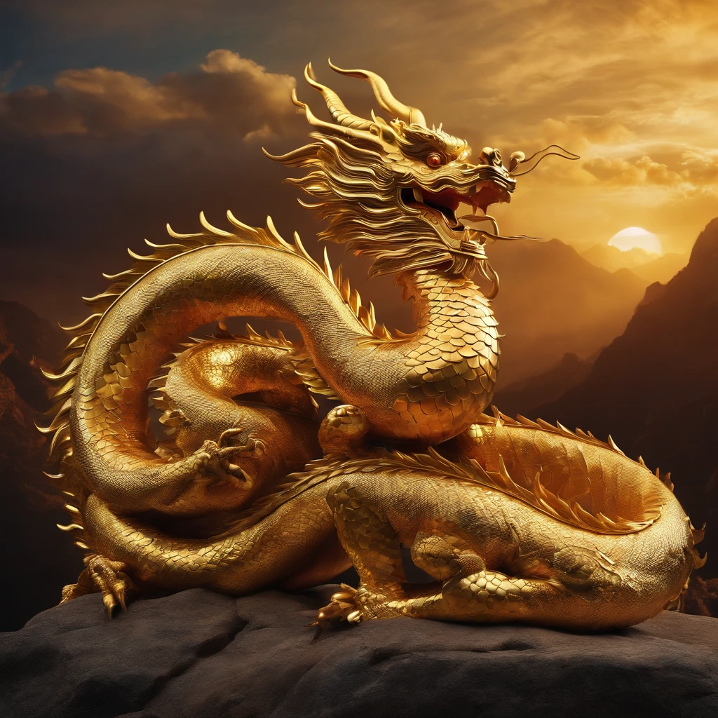 A golden Chinese dragon around