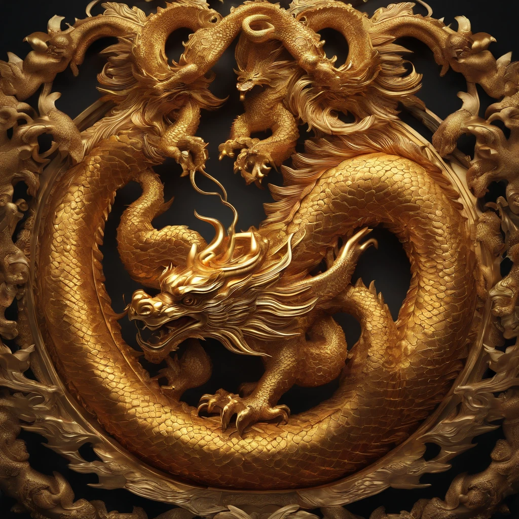 A golden Chinese dragon around