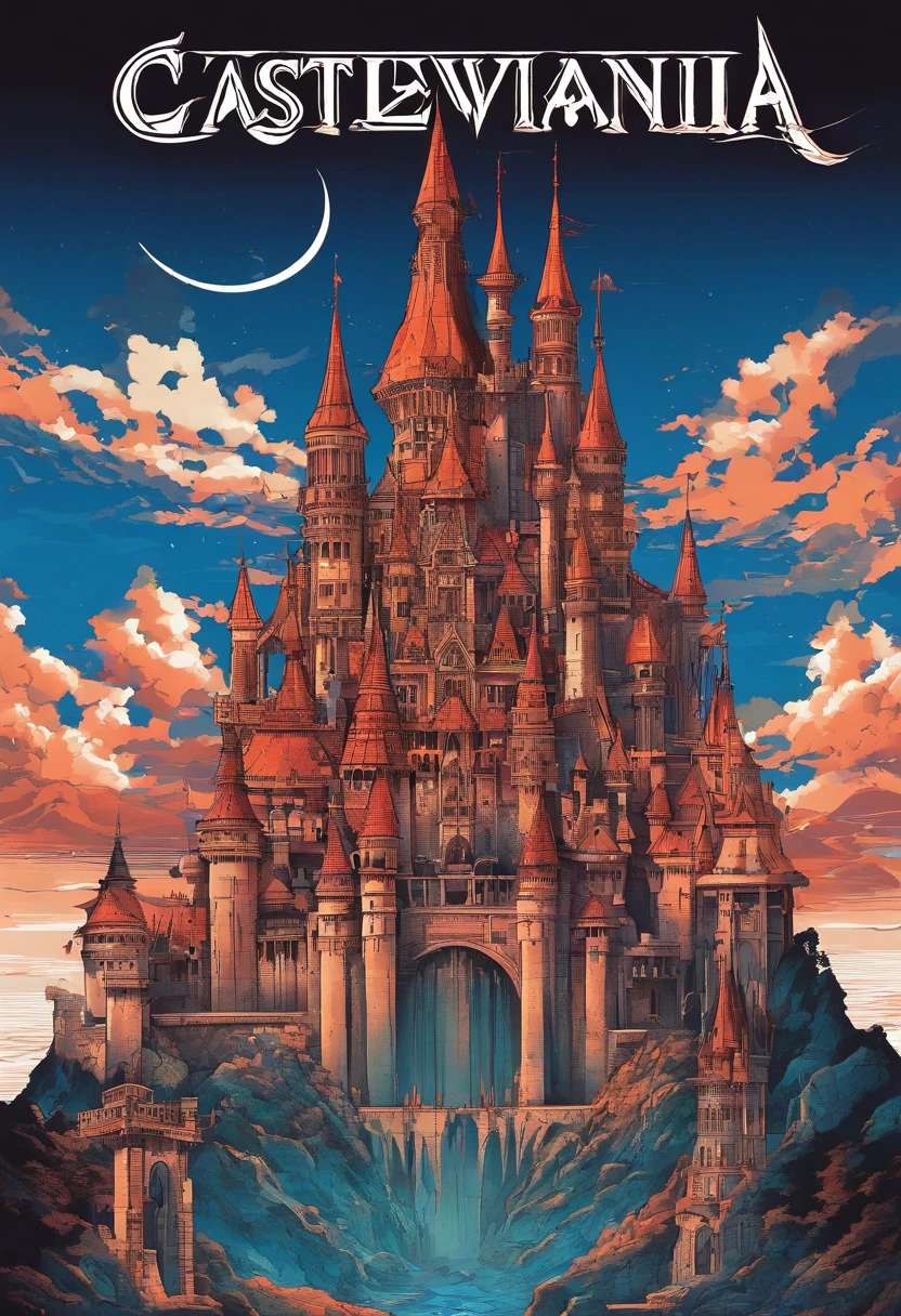 Castlevania castle with the title 'Castlevania' in the middle