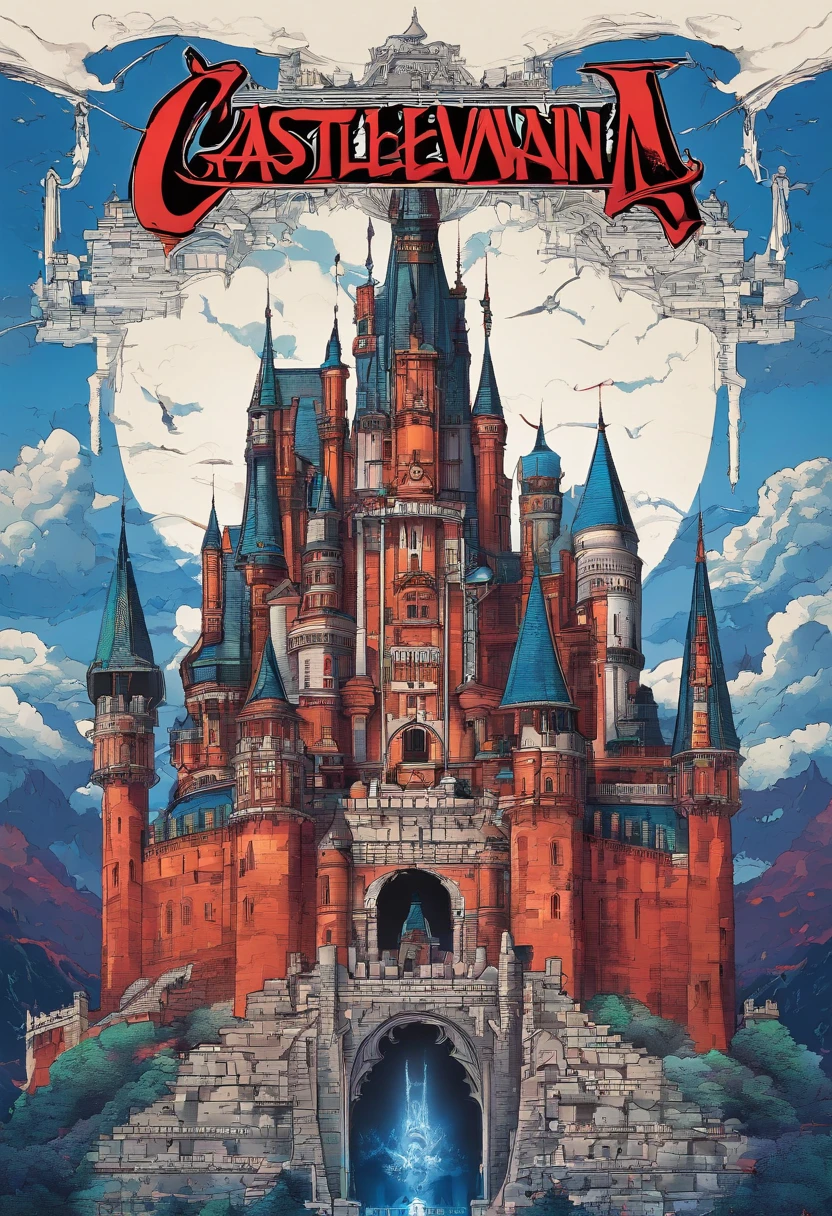 Castlevania castle with the title 'Castlevania' in the middle