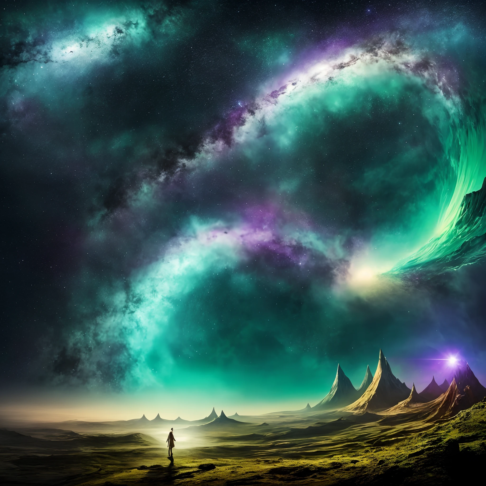 Beyond the farthest reaches of reality lies a realm where logic and reason fail. Here, the ordinary rules of physics, time and space do not apply. Strange forms and colors swirl and dance, shapes with no name twist in impossible directions. It is a fever dream, an acid trip, a plunge into Lovecraftian madness. Mountains rise vertically then loop backward, waterfalls flow upward, tendrils of mist solidify into crystals. There are flashes of lightning but no thunder, pinpricks of light with no source. It is beautiful, terrifying, mesmerizing - a glimpse into true infinity where the mind cannot go. Trying to describe it in words is futile, like explaining color to the blind. This landscape exists only in theory, for no human mind could ever truly comprehend its full and utter alienness. It is a place, and yet not a place. A possibility, a metaphor, a realm conceived but never seen. Its image comes unbidden in moments between waking and dreaming, vanishing when sought too directly. It is the landscape at the end of time, the vista from outside the universe. There are some things man was not meant to visualize, vistas too sweeping for our meager senses. This is one such vision, both alluring and maddening: a landscape without logic, as far beyond human imagination as imagination is beyond a worm. To glimpse it unmade might crack the firmest psyche, shatter mundane existence as we know it. We can only theorize such a place exists somewhere, untouchable, unfathomable, waiting to welcome minds less limited than our own... --auto