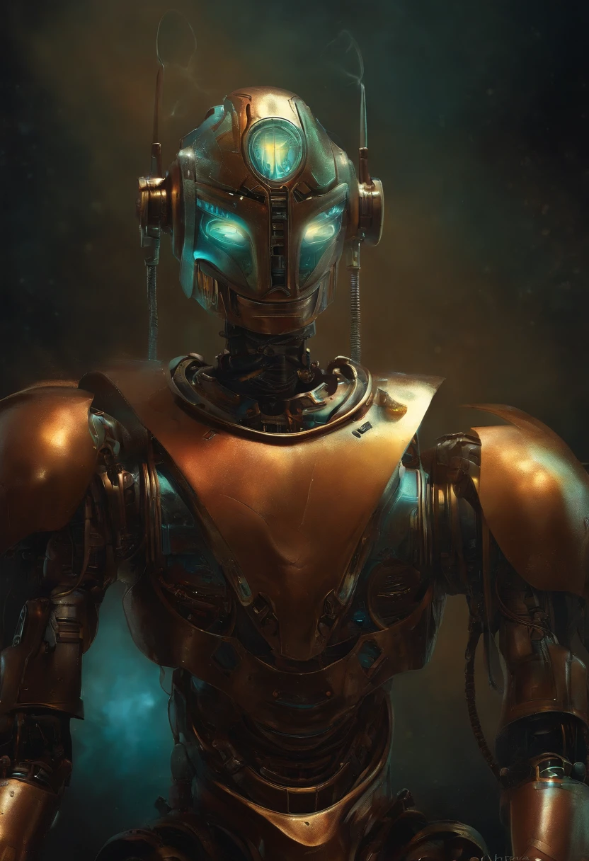 Create an art of a robot man inspired by Boris Vallejo