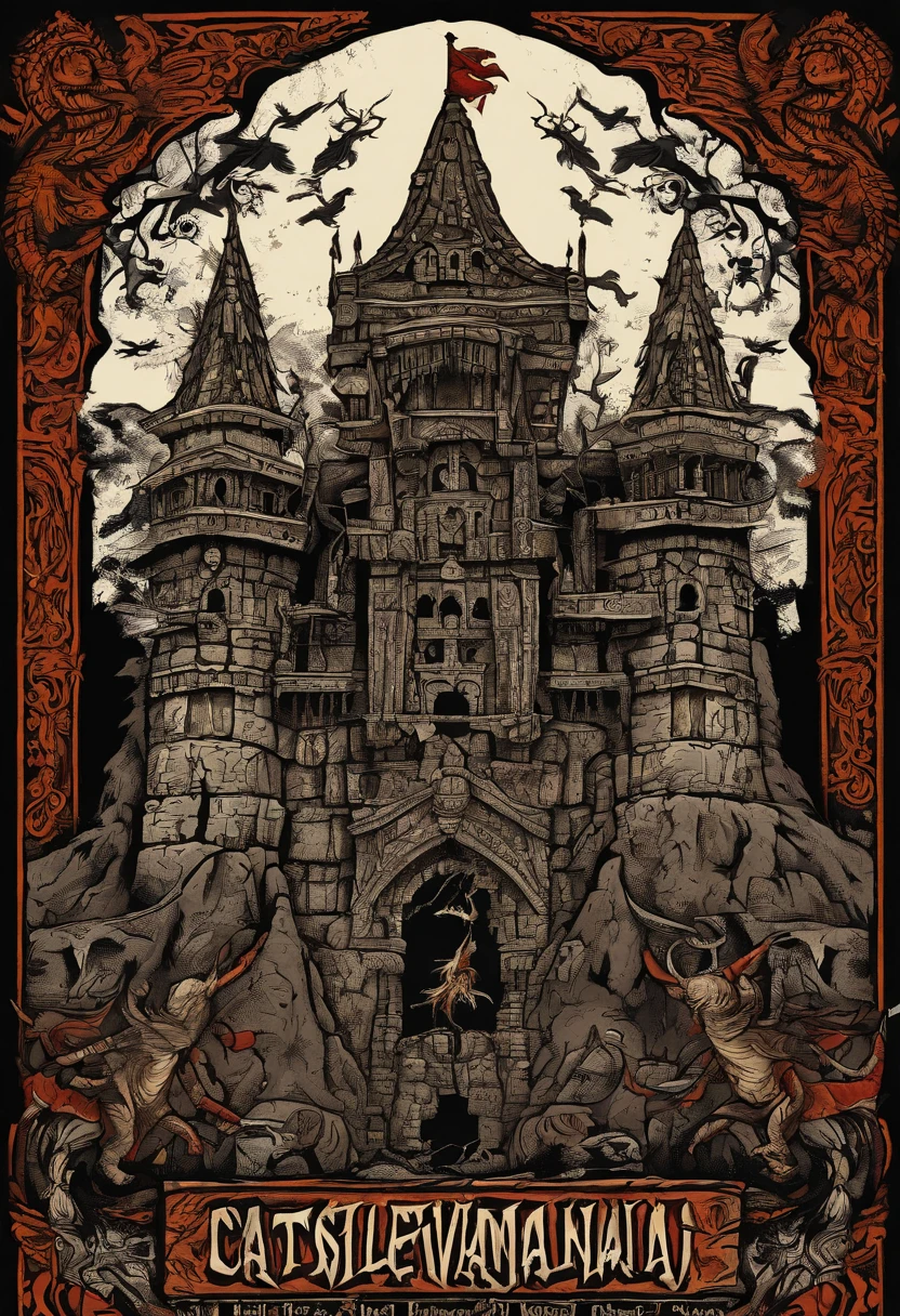 Castlevania castle with the title 'Castlevania' in the middle