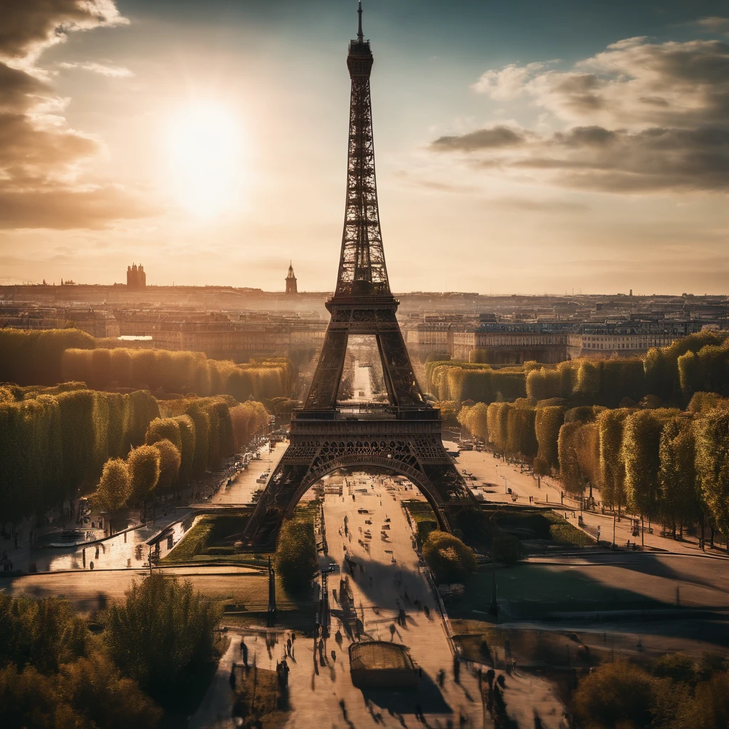eiffel tower in a post apocalyptic scene, hyper detailed, color coded, aerial view —ar 9:16 —q 5