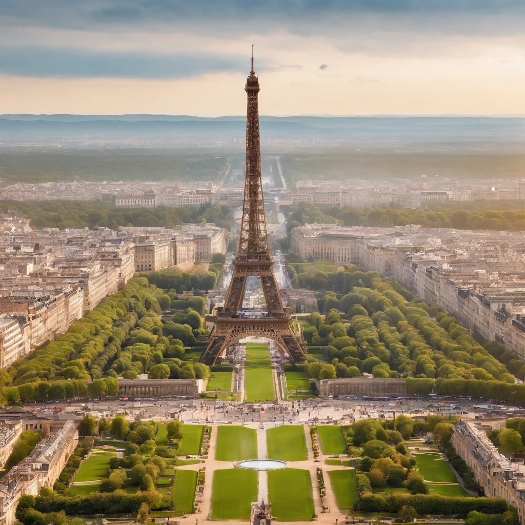 eiffel tower in a post apocalyptic scene, hyper detailed, color coded, aerial view —ar 9:16 —q 5