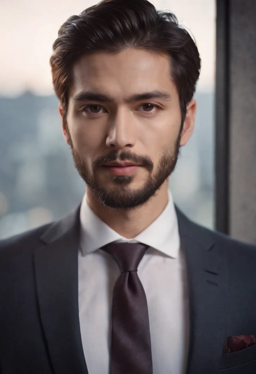 Gorgeous man in suit , Beautiful little beard , japanes, Sexy Man Executive, Terno Preto