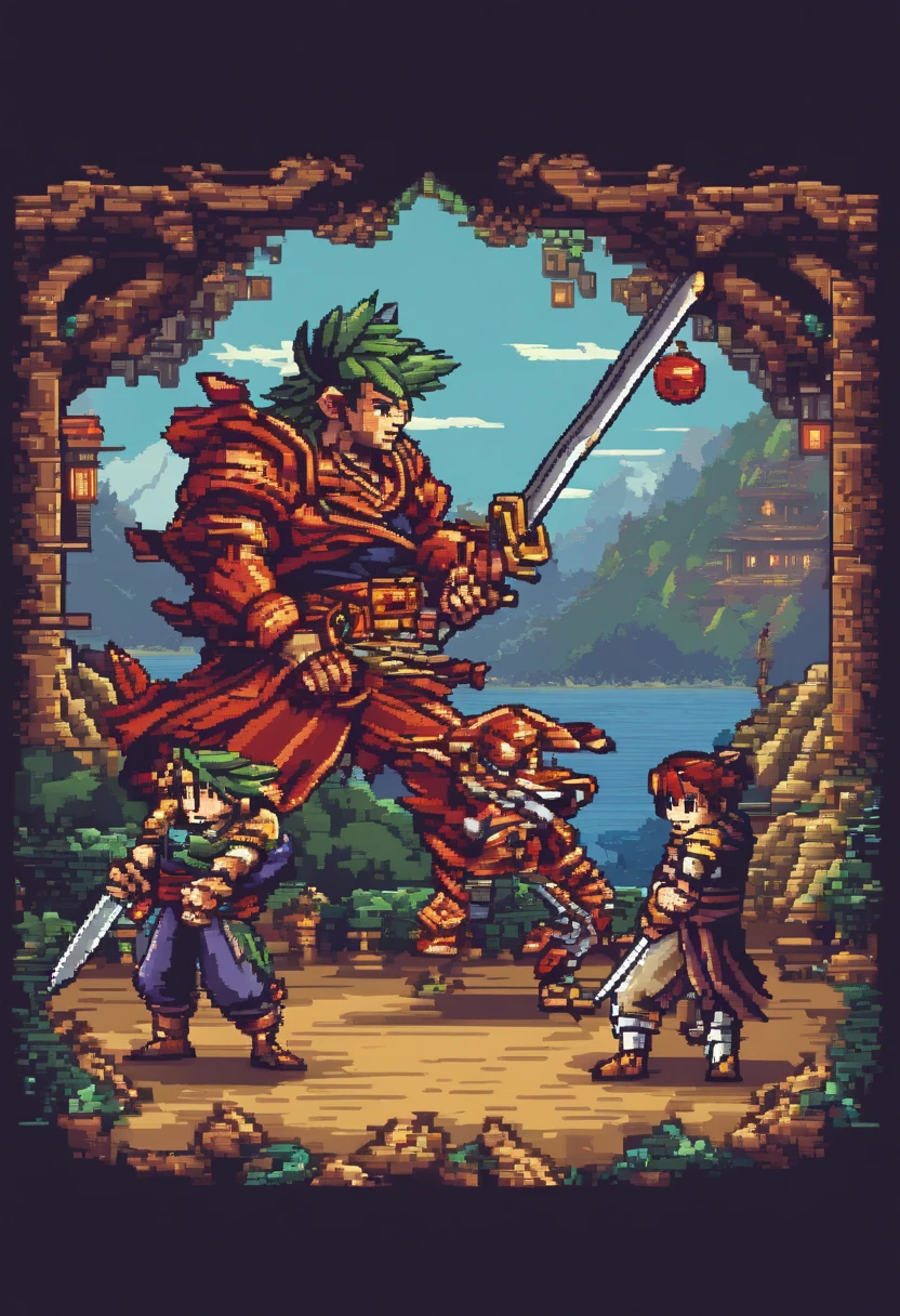 Chrono trigger battle with a samurai fighting a demon samurai