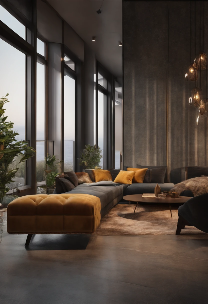 Living moderno, 8k, foto realista, Obra-prima, 4K, belo design, absurdos, ultra realista, melhor qualidade, masterizar, ultra alta, foto crua, ultra realista, obra-prima, melhor qualidade, super detalhado, ultra high-resolution,