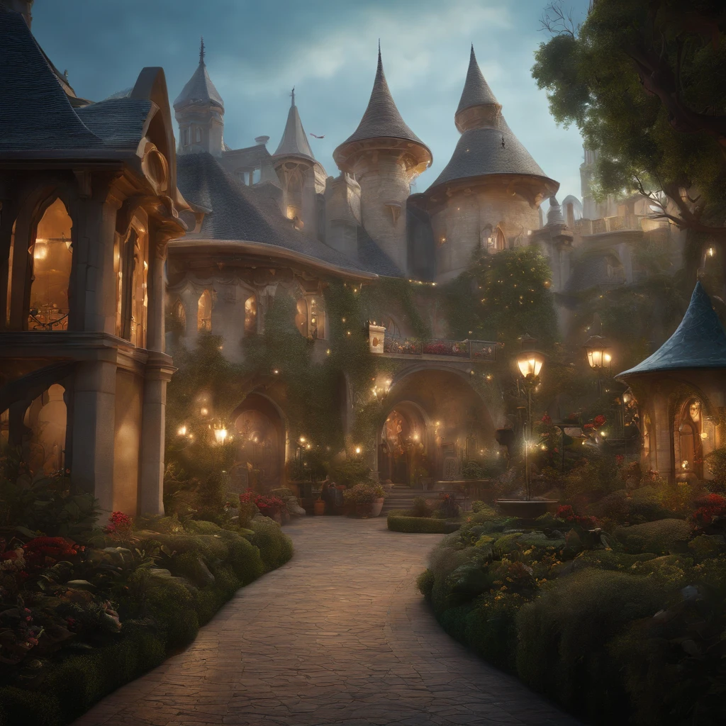 Fairy tales, Neverland city. reality is an illusion. a beautiful landscape combined with a large futuristc pattern. magical atmosphere, lightness, airiness. oil painting., trending on artstation, sharp focus, studio photo, intricate details, highly detailed, by greg rutkowski