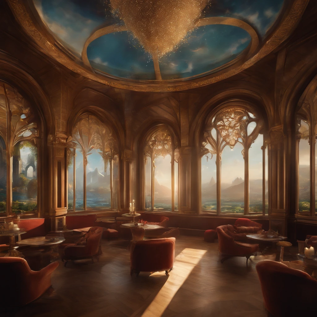 Fairy tales, Neverland city. reality is an illusion. a beautiful landscape combined with a large futuristc pattern. magical atmosphere, lightness, airiness. oil painting., trending on artstation, sharp focus, studio photo, intricate details, highly detailed, by greg rutkowski