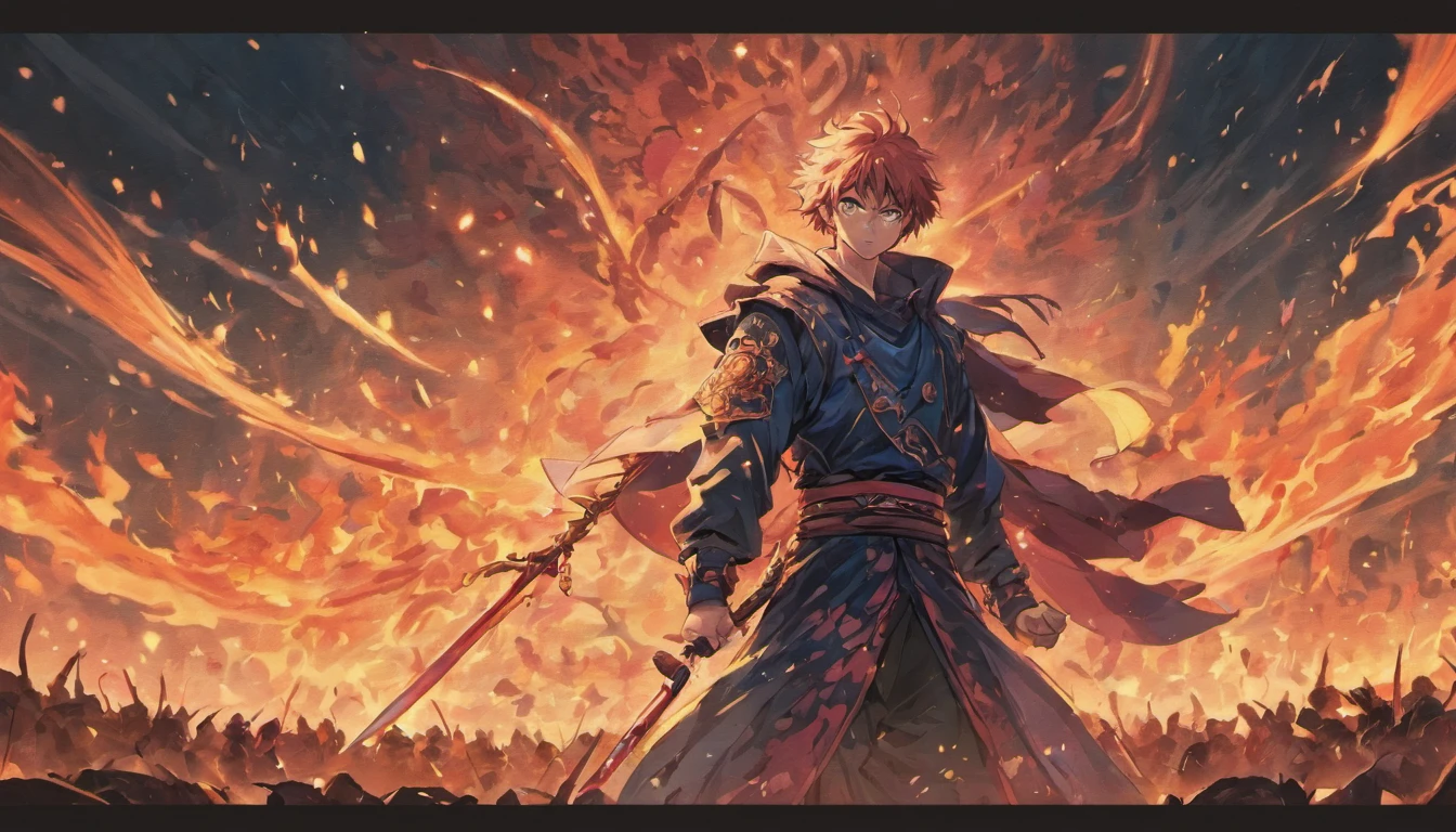 Approximately 20 years after the feudal era, A samurai with a katana emanating a black aura facing off against several monsters ready to attack him.