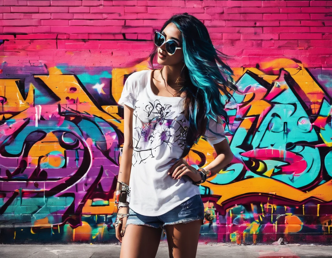 graffiti, girl, full picture, high resolution high contrast,simple,