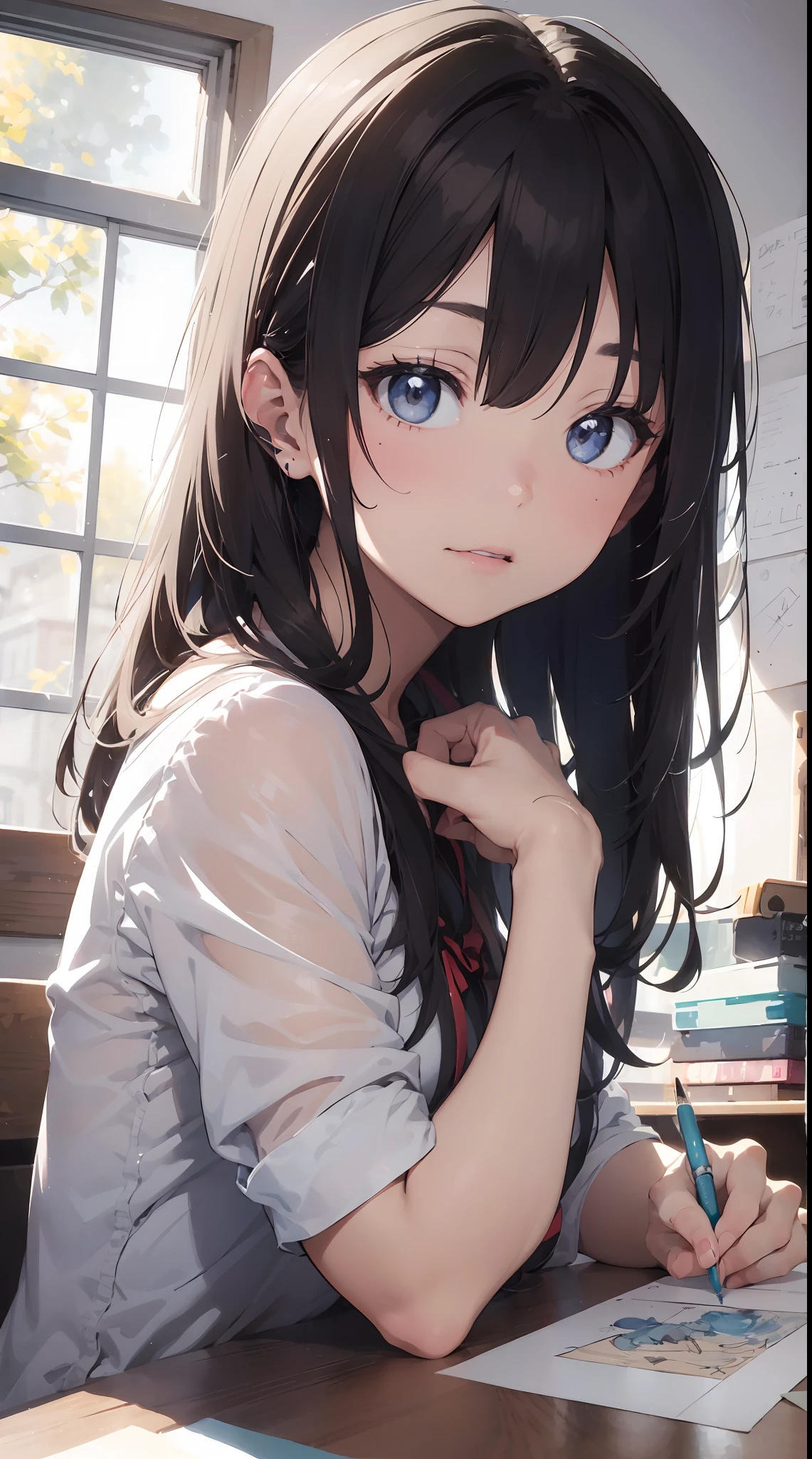 ((Writing line transparency Highest quality Best work Concept art.))、Beautiful illustration, pastel color, Illustration style, Realistic skin feeling, Realistic materials、watercolor paiting, A background with detail, three-dimensionality and depth