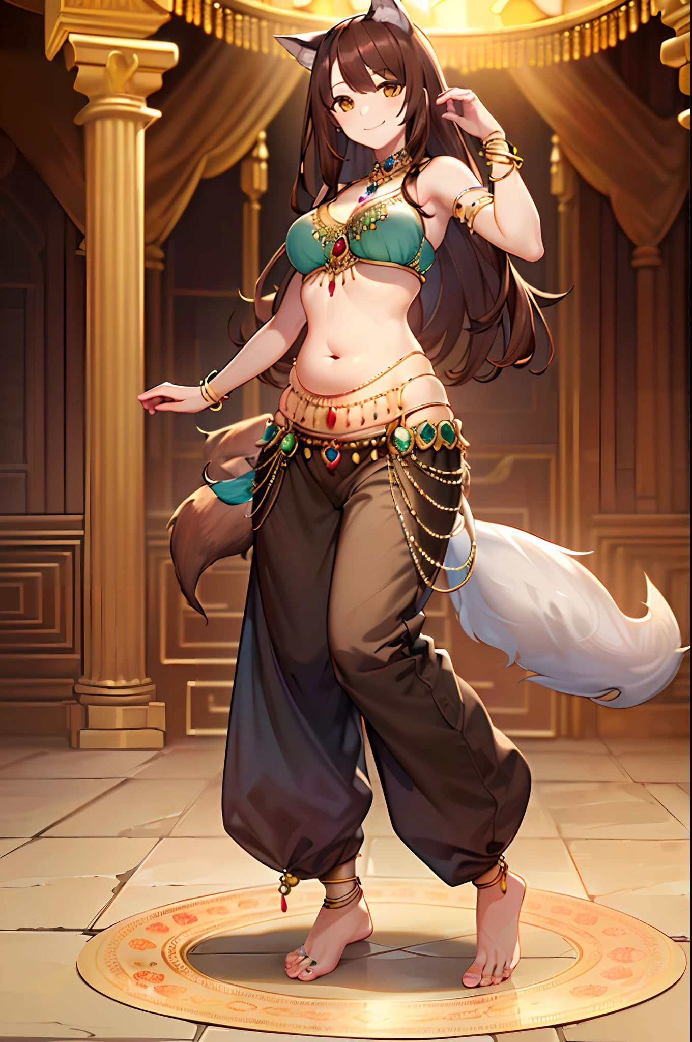 best quality,best resolution,(fluffy anthro furry :1.6),solo,snow leopard girl,brown long hair,wavy hair,curvy hair,white leopard ears,white leopard tail,black leopard print fur,white ornate harem belly dancer face veil,gorgeous gown,gold bracelet,gold accessories,harem,naked,glowing flower,surrounded flowers,sparkle star around girl,panoramic view,full face blush,looking at viewer,heart eyes,heart expression eyes,horny face,horny smile,horny eyes,horny eyes,plenty pussy juice,orgasm,very hot,heavy breath,spread pussy,splash pussy juice in steam,upper body only,dance,armpits