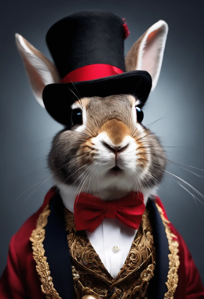 bunny rabbit Smart-looking rabbit with glasses, Top hat, Bow tie and ceremonial clothing