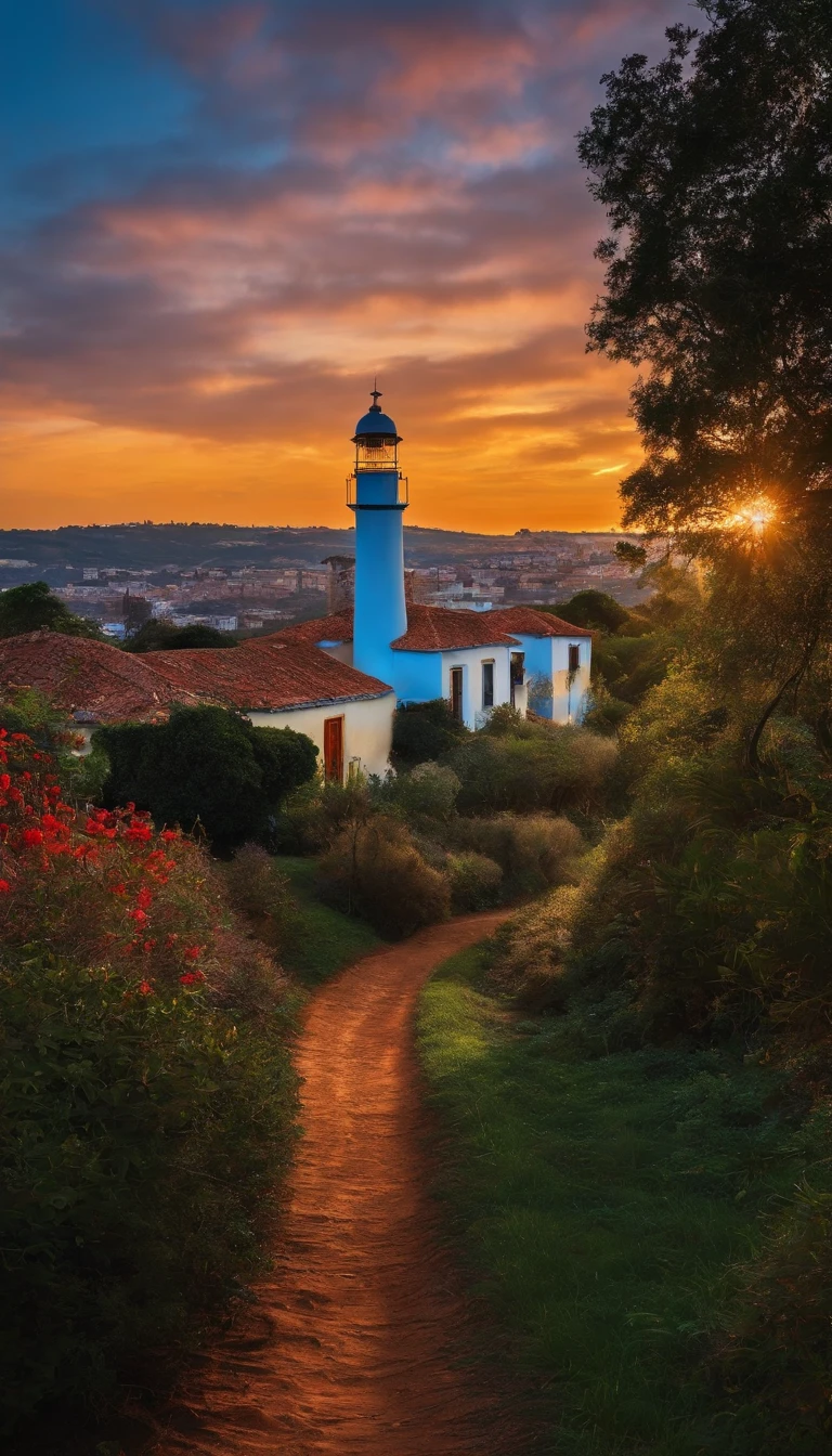 Radiant light coming out of blue skies , iluminando toda a vasta cidade antiga de barro.