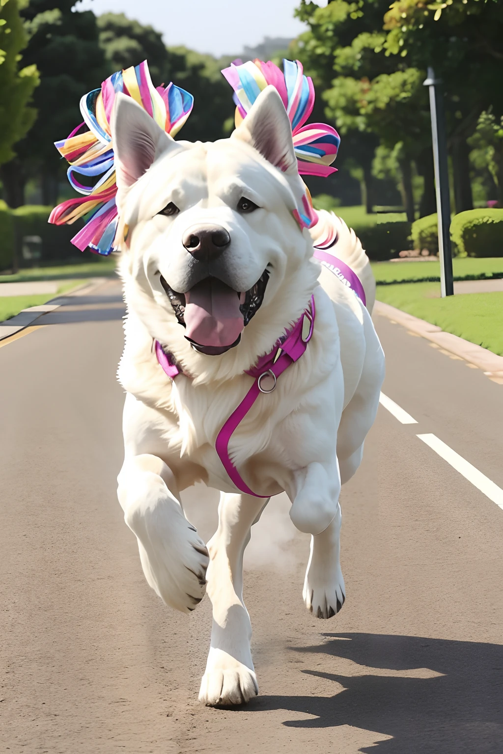 Large dogs、Hairy、Colorful coat、Exhilarating running