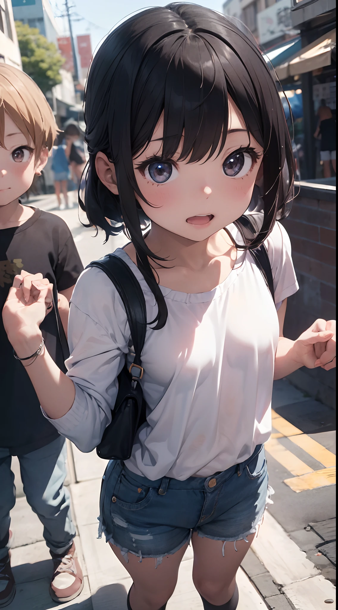 girl with、独奏、toddlers、small ???、realisitic、Exaggerate innocent gestures、barechested、Blur the background、The best angle to make the most of cuteness