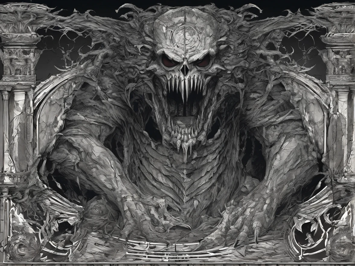 a stone monster, gigantic mouth, muscular long legs, (perfectly round), sphere body, (without arms), no arms, stone texture, detailed facial features, sharp teeth, intense gaze, eerie lighting, dark and moody colors, high-resolution artwork, photorealistic style