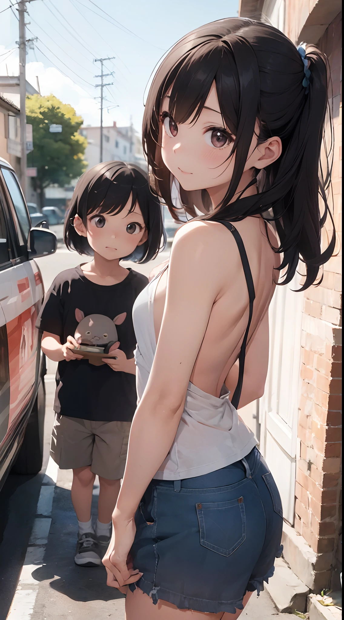 girl with、独奏、toddlers、small kid、realisitic、Exaggerate innocent gestures、barechested、Blur the background、The best angle to make the most of cuteness