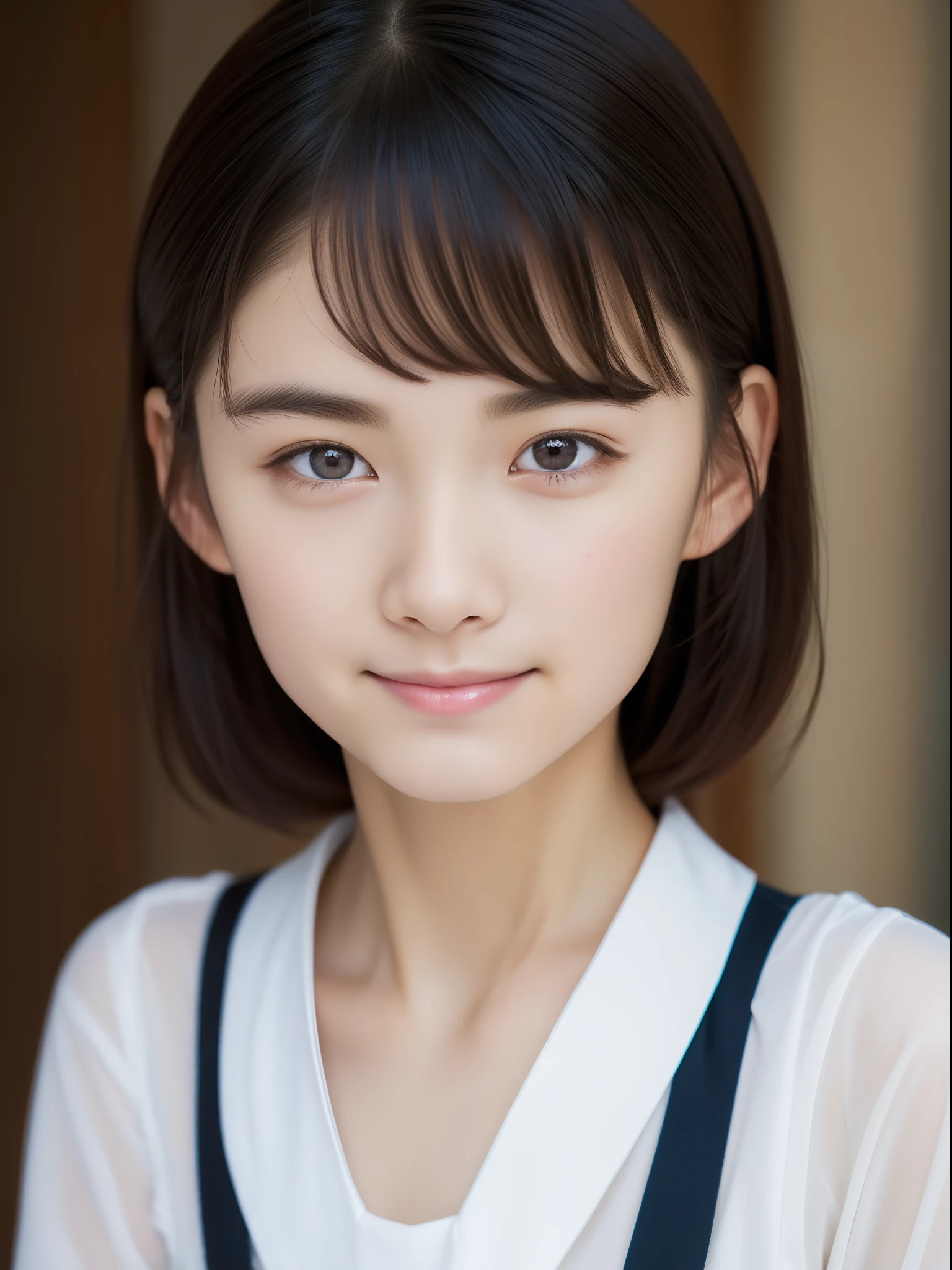 1 girl, (Wearing colorful stage costumes:1.2), Very beautiful Japanese idol portraits, Face close-up, (RAW Photos, highest quality), (Realistic, Realistic:1.4), (masterpiece), Very delicate and beautiful, Very detailed, 2k wallpaper, wonderful, finely, Very detailed CG Unity 8K wallpaper, Very detailed, High resolution, Soft Light, Beautiful detailed girl, Very detailed目と顔, Beautiful and sophisticated nose, Finely beautiful eyes, Cinema Lighting, (Simple light color background:1.3), (short hair), (Bob), Complete Anatomy, Slender body, Small breasts, smile