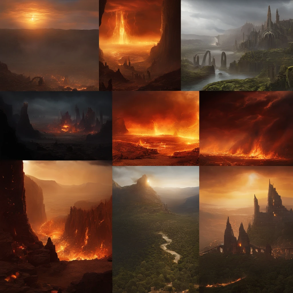 , paisagem do inferno, O fundo do inferno, A batalha final no inferno, Apocalyptic landscapes!!!!!, Mustafar, The Ruins of Hell, ! Apocalyptic landscapes!!, Soberbo D & D A Arte do Sol Escuro, Portas do Inferno, Portas do Inferno, arte conceitual de world of warcraft, Resgate do Submundo!!!!!!