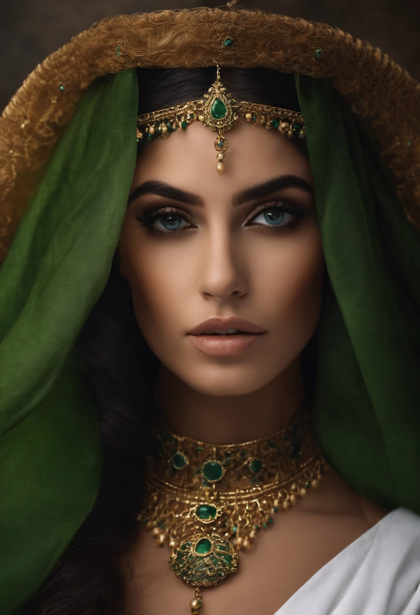 Mouth tongue sexy pose tattoos on face and little brown diamond jewelry tanned skin arab hairs style Arabian figure eternal lady face lips bite tease hyperealism photorealistic 7k best background wallpaper makeup model style hairs Arabian makeup siren eyes arab bad tattoos of face tattoo queen