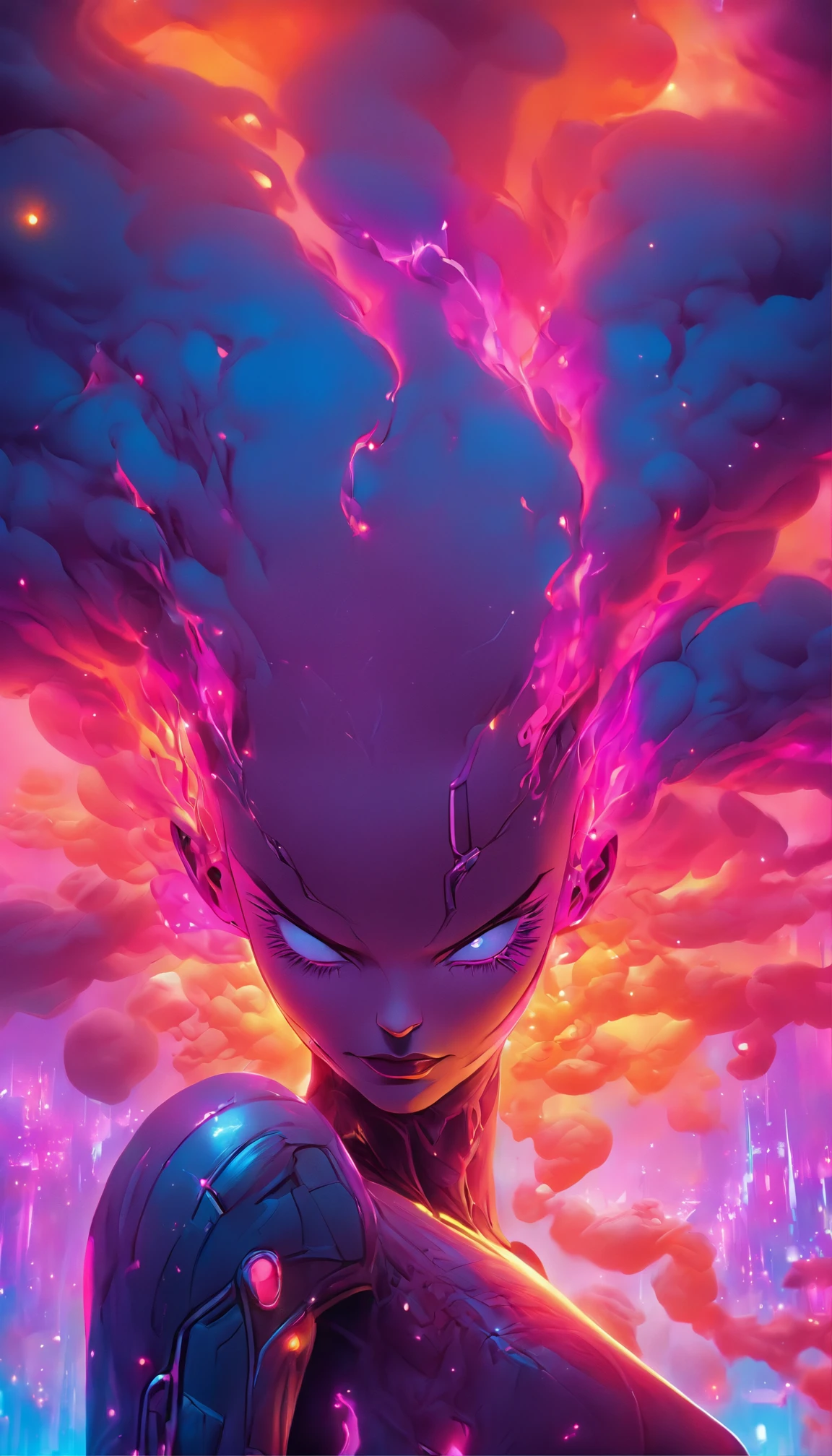 beautiful bald Cyborg Nebula from Marvel comics, ultra detailed artistic photography, midnight aura, night sky, dreamy, glowing, backlit, glamour, glimmer, shadows, oil on canvas, brush strokes, smooth, ultra high definition, 8k, unreal engine 5, ultra sharp focus, art by alberto seveso, artgerm, loish, sf, intricate artwork masterpiece, ominous, matte painting movie poster, golden ratio, trending on cgsociety, intricate, epic, trending on artstation, by artgerm, h. r. giger and beksinski, highly detailed, vibrant, production cinematic character render, ultra high quality model