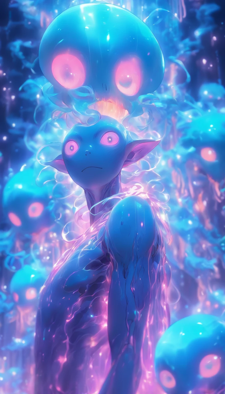 Translucent ethereal aliens， highly detailed surreal vfx，oc rendered，