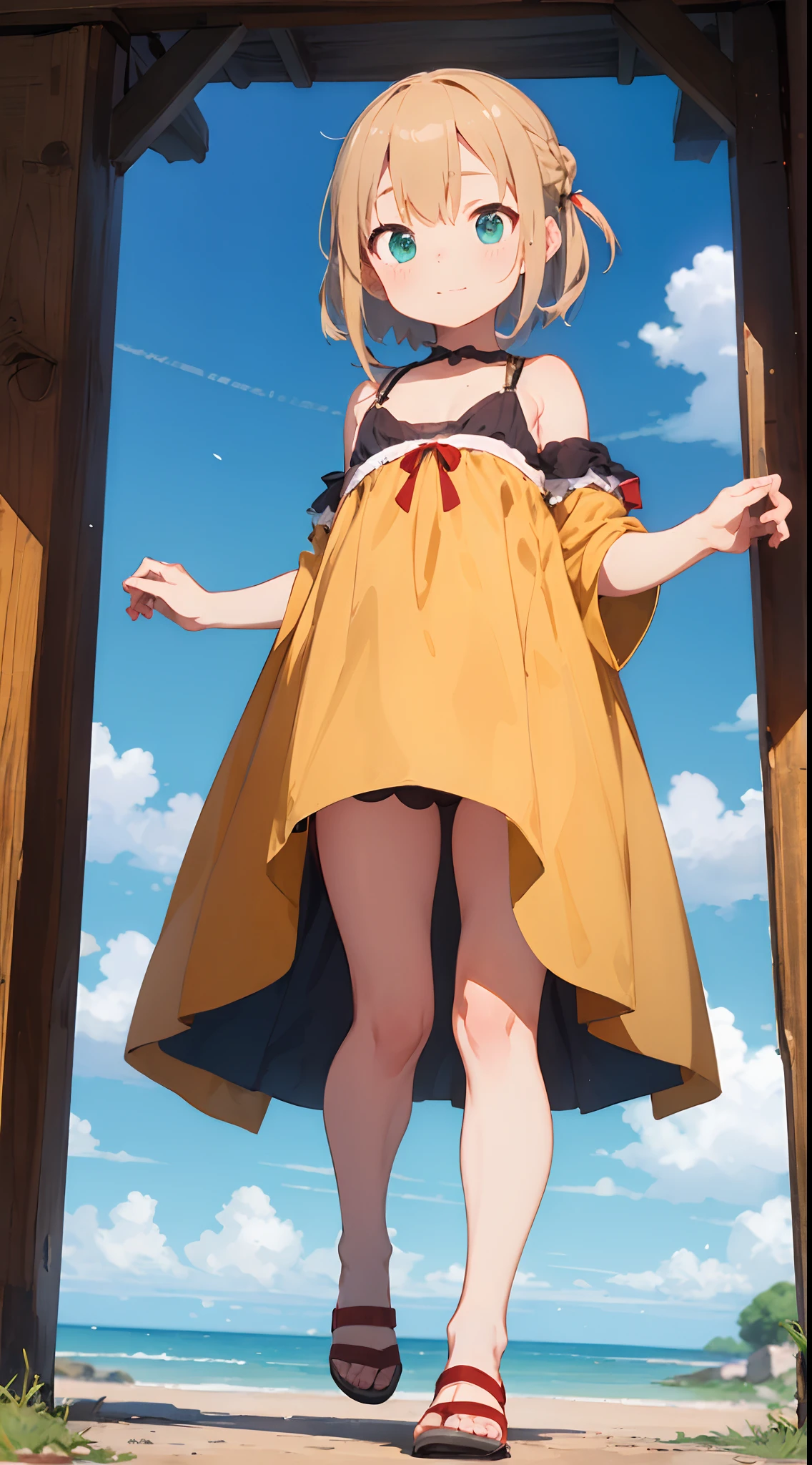 masterpiece, best quality, 1girl, <lora:spgbfAndiraXL:1> andirasu, monkey tail, highleg swimsuit, see-through sleeves, see-through, thigh strap, cloud, cloudy sky, curtains, dusk, dutch angle, from side, indoors, power lines, sky, window, closed eyes, facing viewer, hand up, parted lips, smile, solo